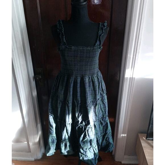 J Crew Tartan Plaid Smocked Womens MEDIUM Tiered $128 Dress Cotton Poplin - Picture 15 of 16